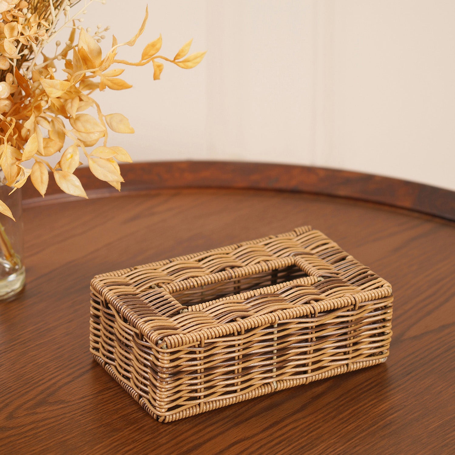 Light Brown Wicker Tissue Box Cover