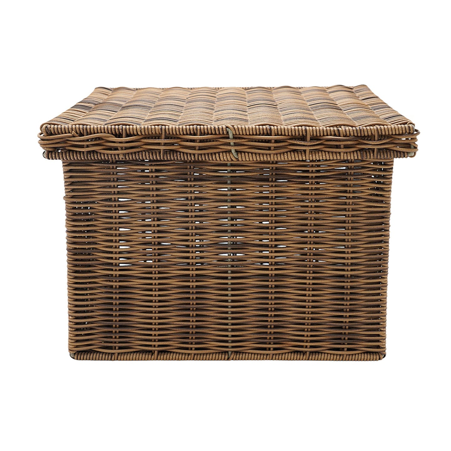 Light Brown Resin Wicker Multipurpose Storage Box With Lid