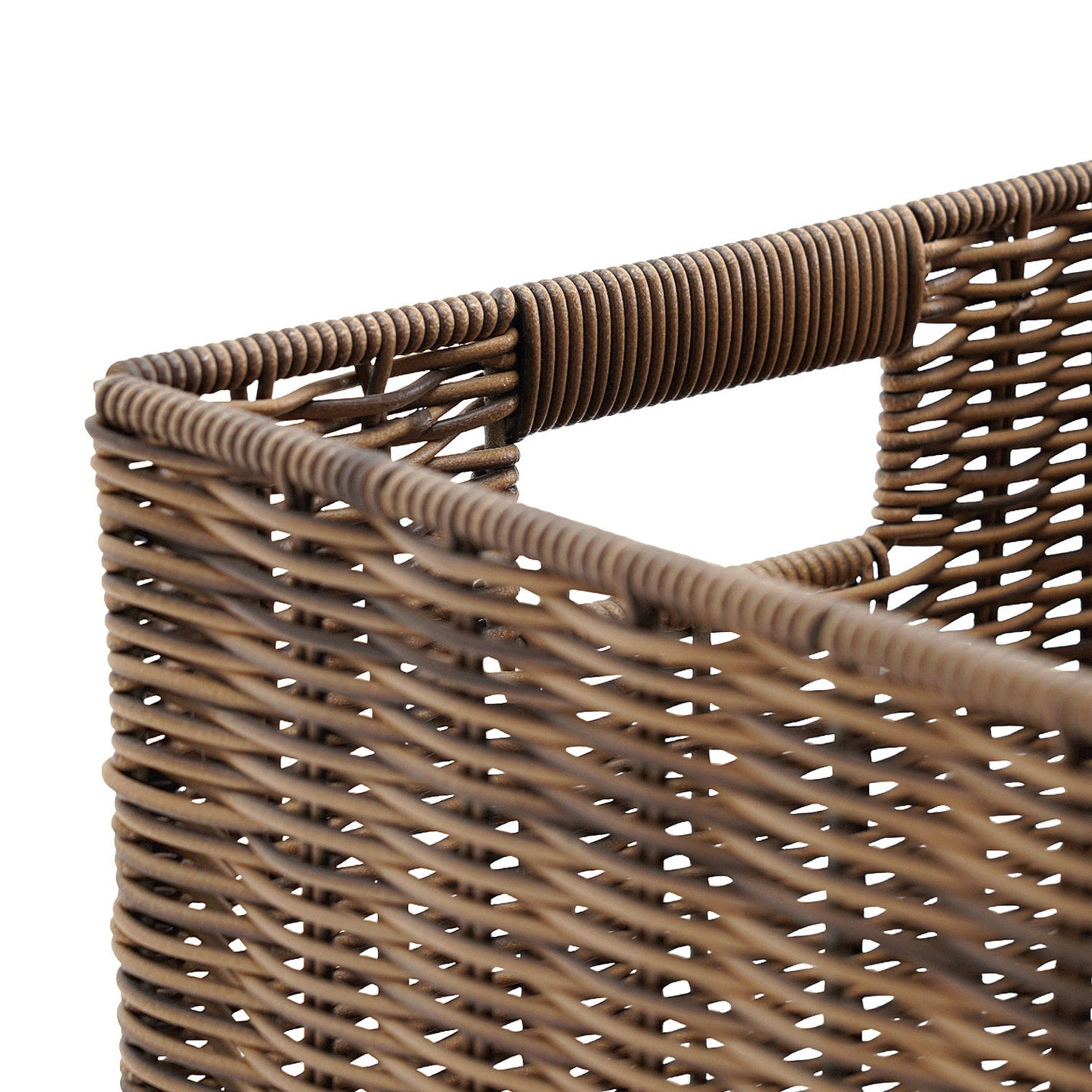 Light Brown Resin Wicker Multipurpose Storage Box With Lid