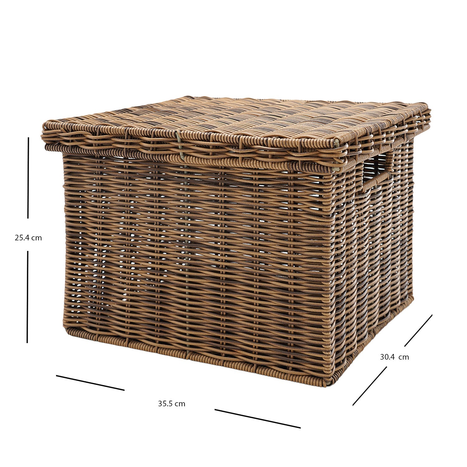 Light Brown Resin Wicker Multipurpose Storage Box With Lid