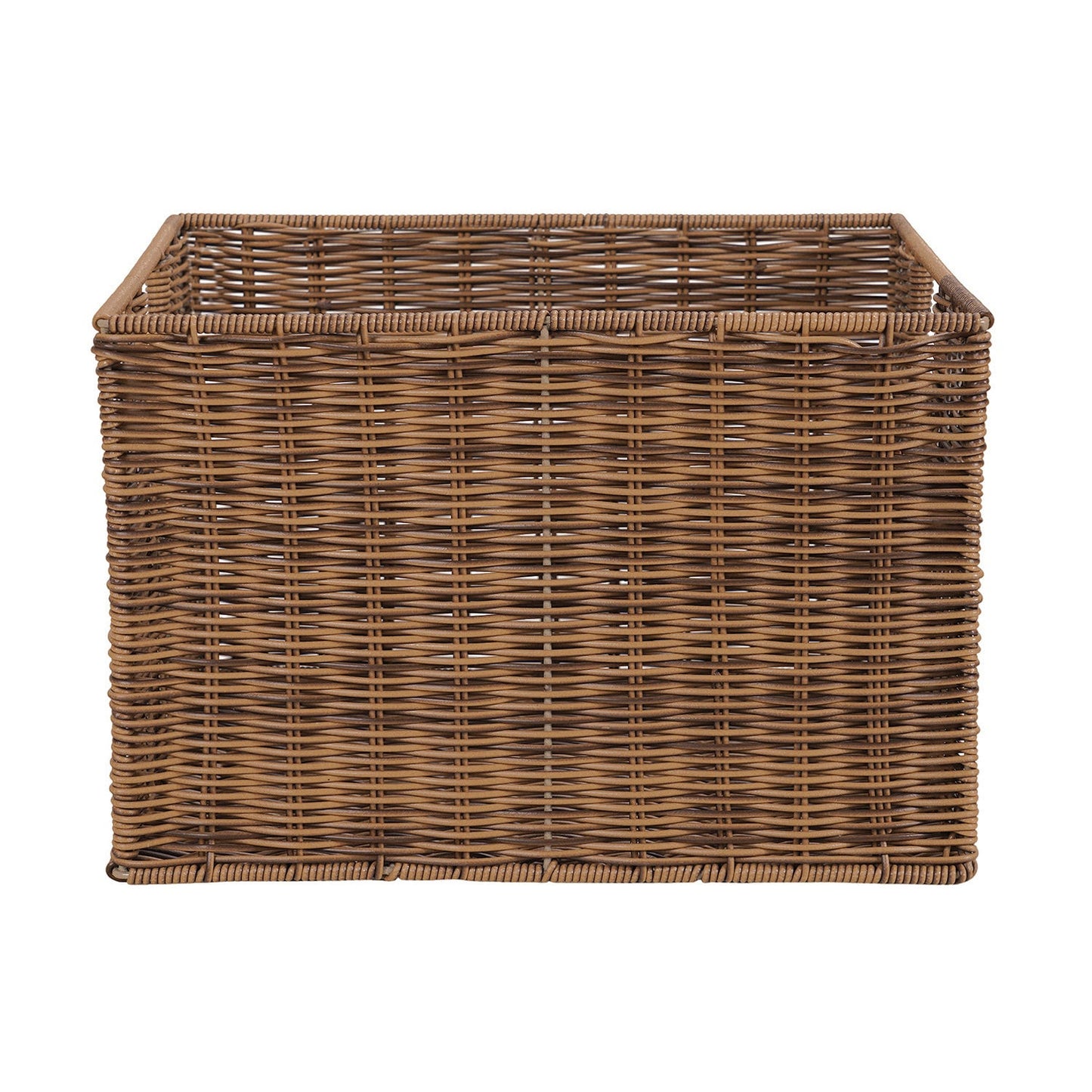 Set of 2 Light Brown Resin Wicker Utility Baskets