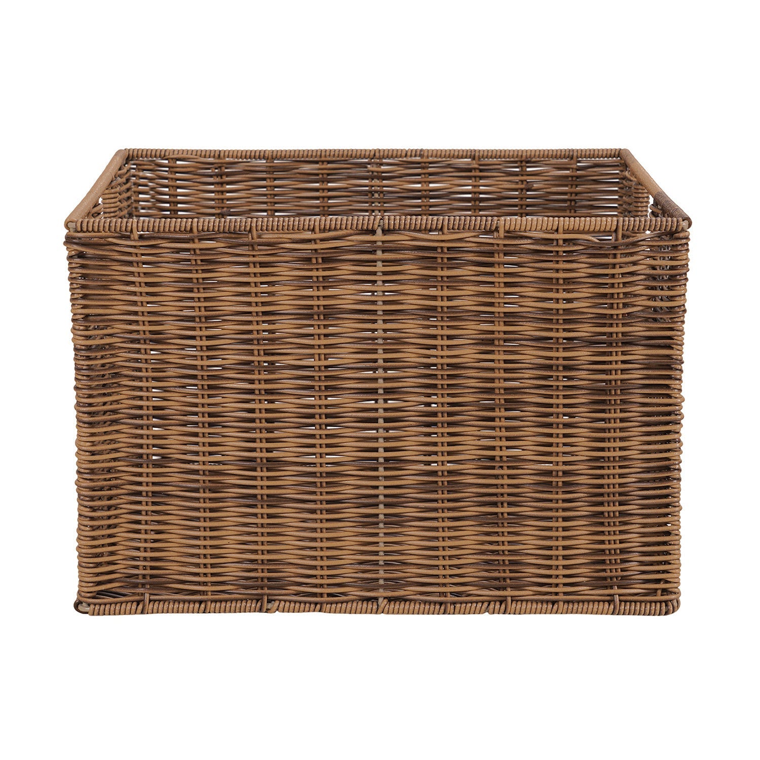 Set of 2 Light Brown Resin Wicker Utility Baskets