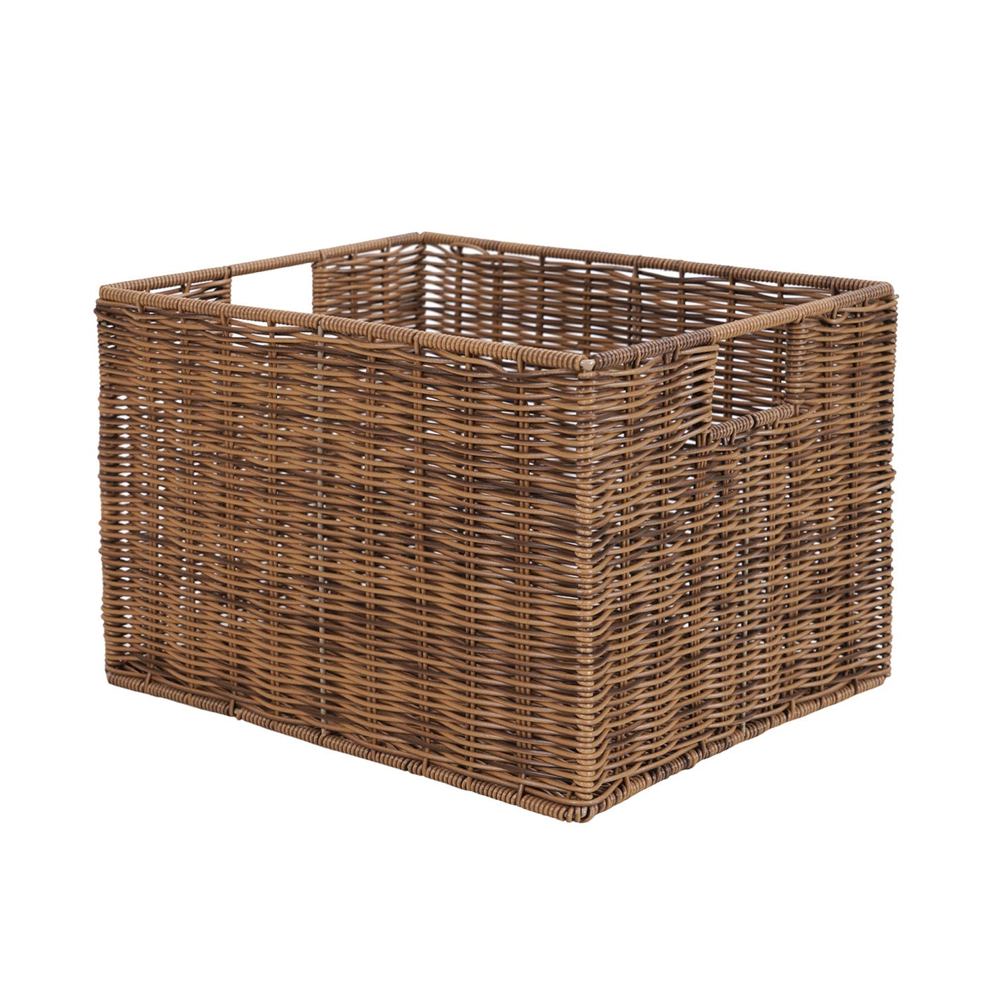 Set of 2 Light Brown Resin Wicker Utility Baskets
