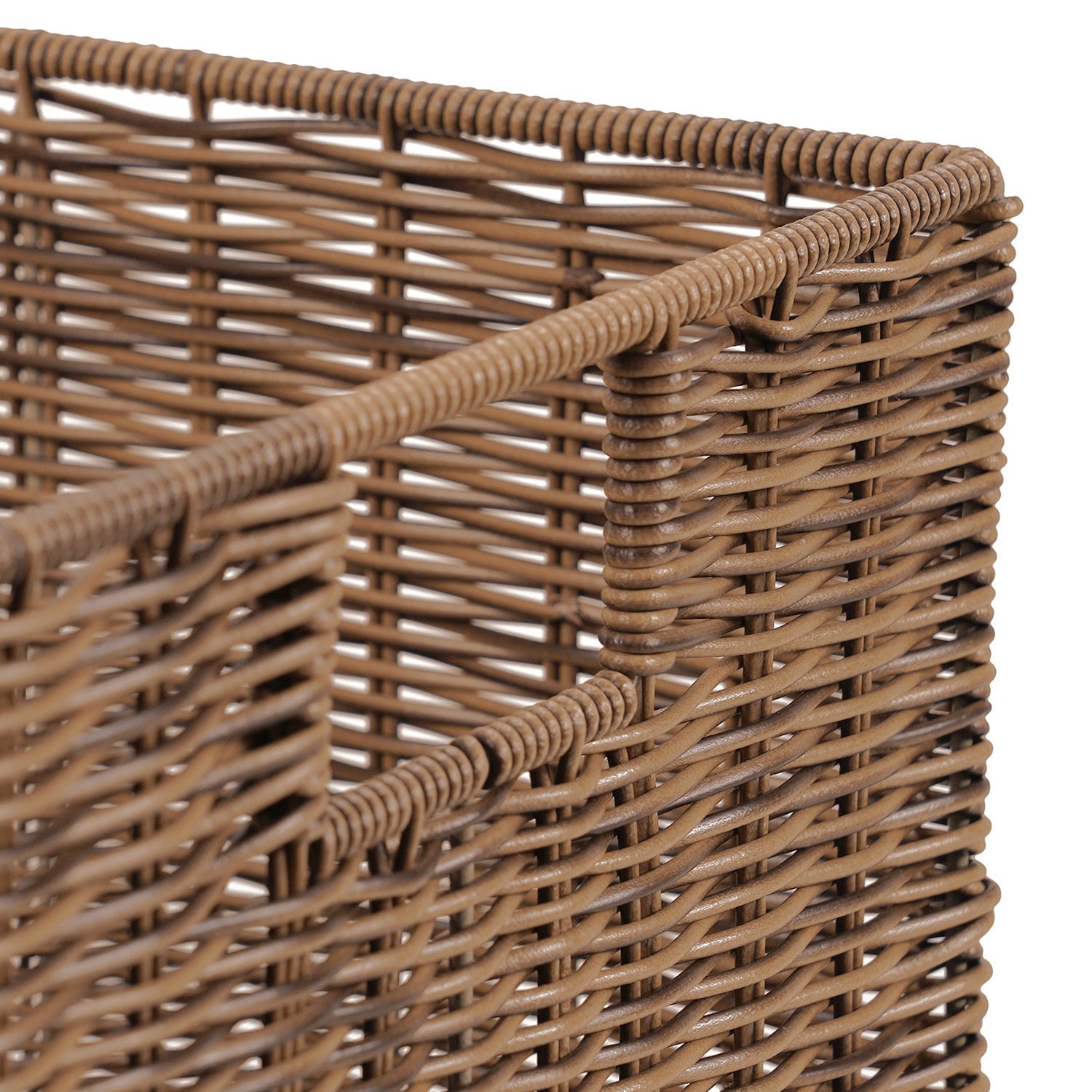Set of 2 Light Brown Resin Wicker Utility Baskets