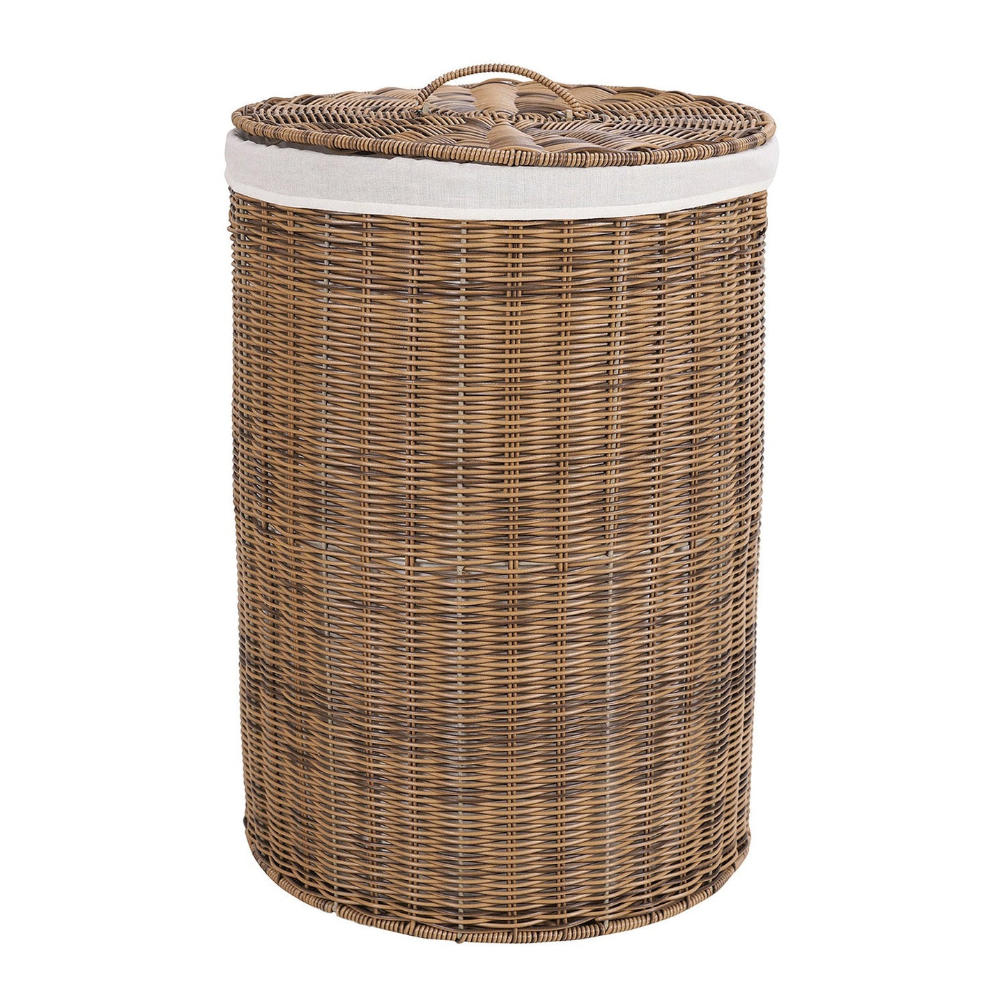 Natural Round Heather Wicker Bin with Lid