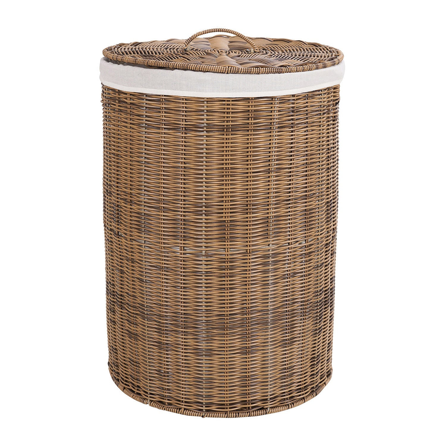 Natural Round Heather Wicker Bin with Lid