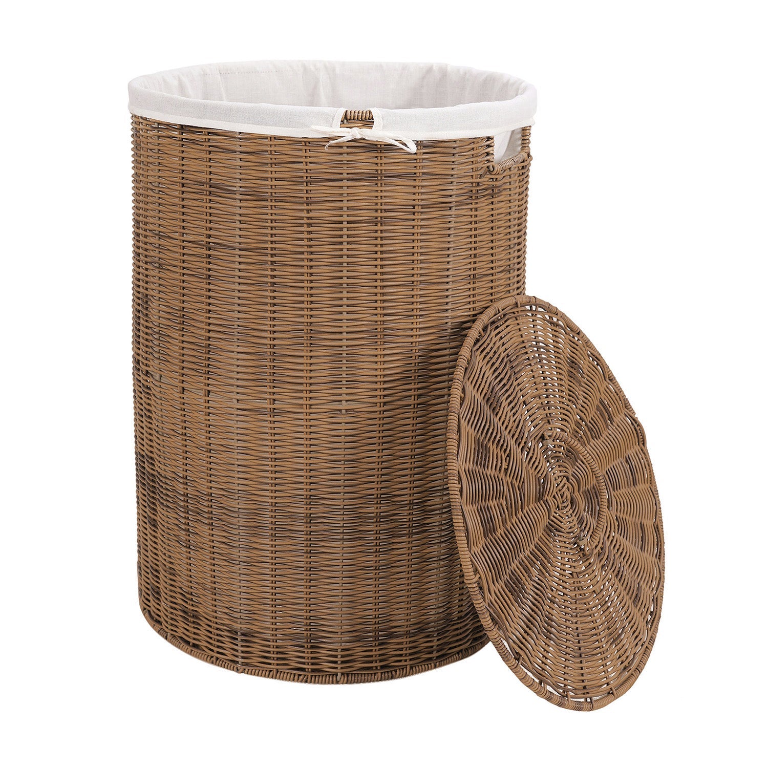 Natural Round Heather Wicker Bin with Lid