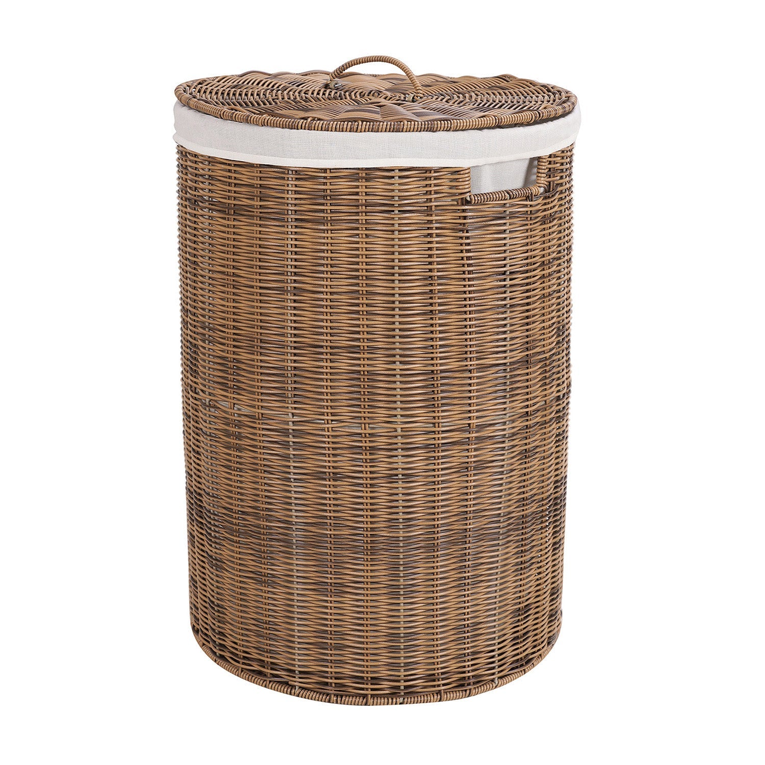Natural Round Heather Wicker Bin with Lid
