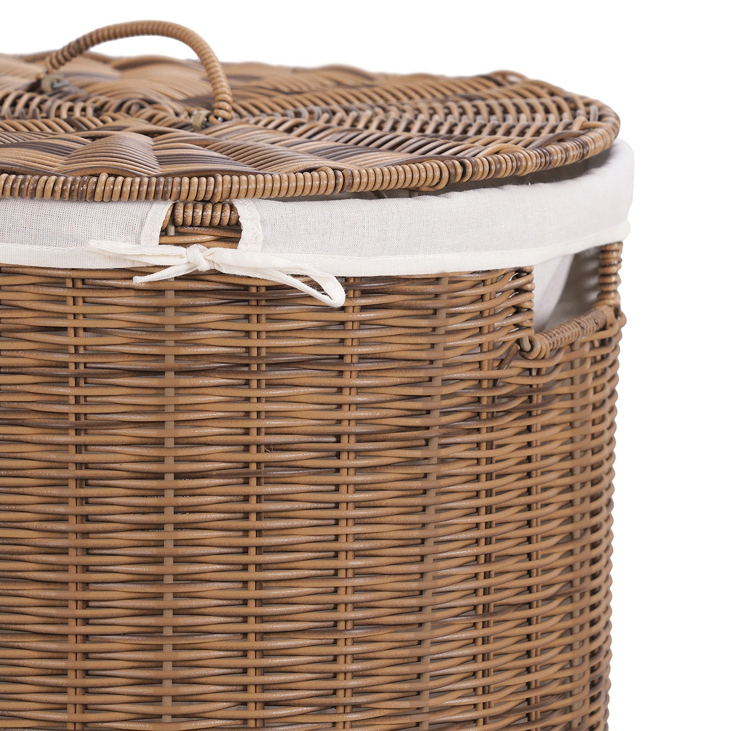 Natural Round Heather Wicker Bin with Lid