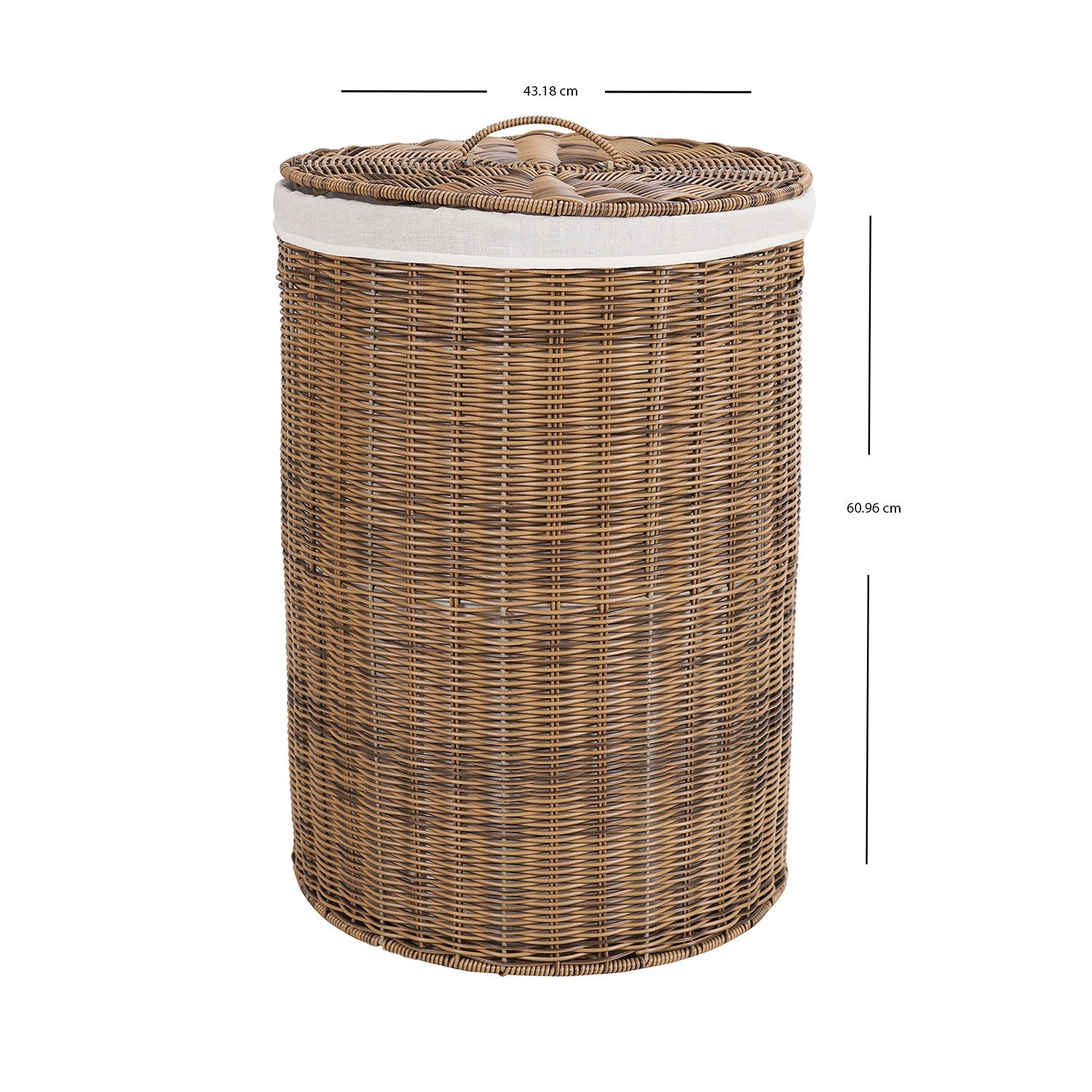 Natural Round Heather Wicker Bin with Lid