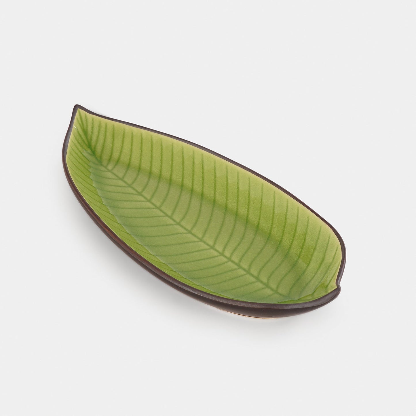 Dark Green Ceramic Leaf Platter