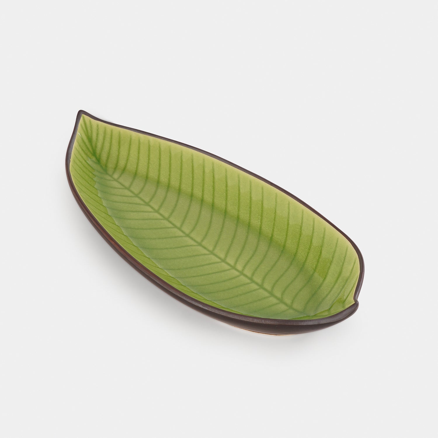 Dark Green Ceramic Leaf Platter