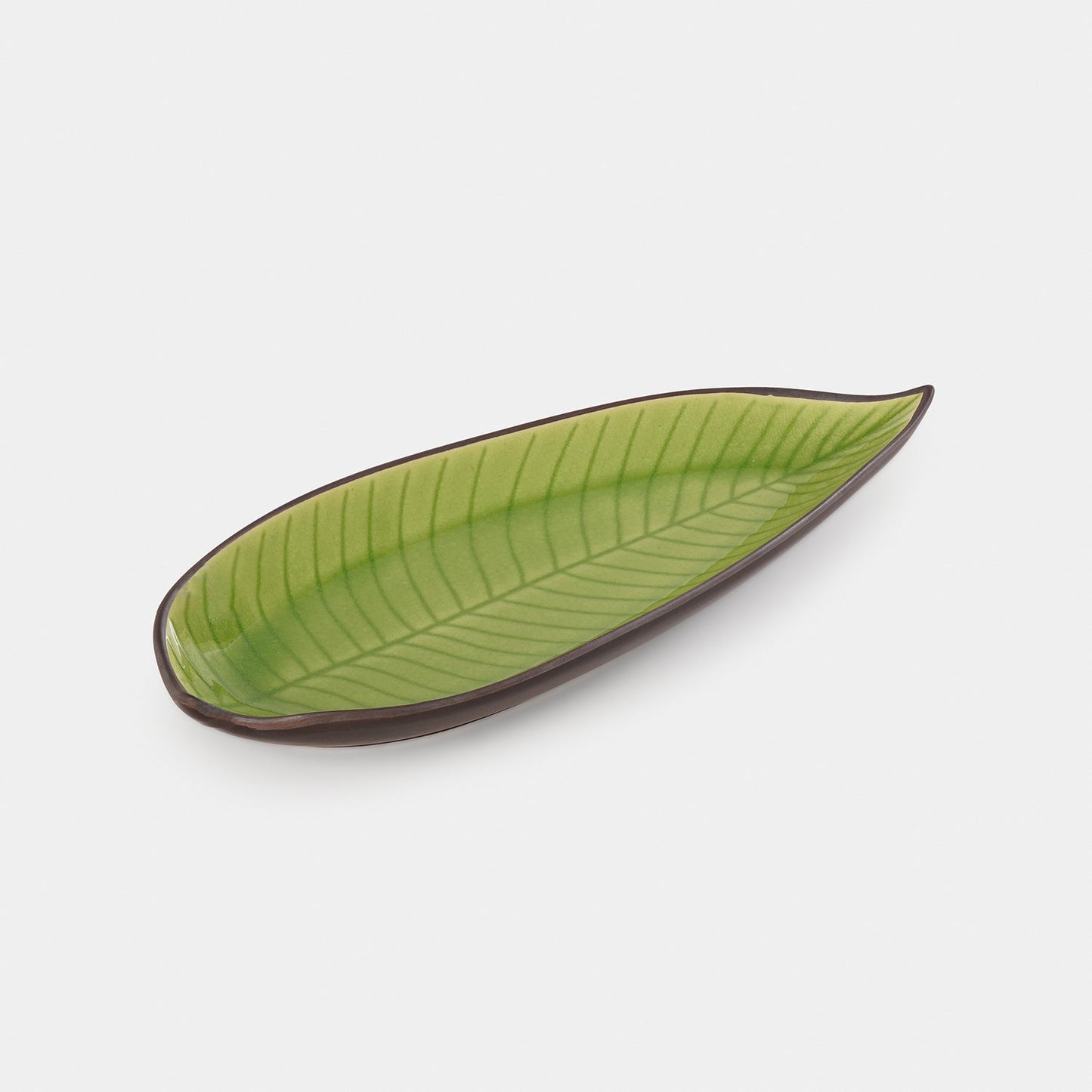 Dark Green Ceramic Leaf Platter