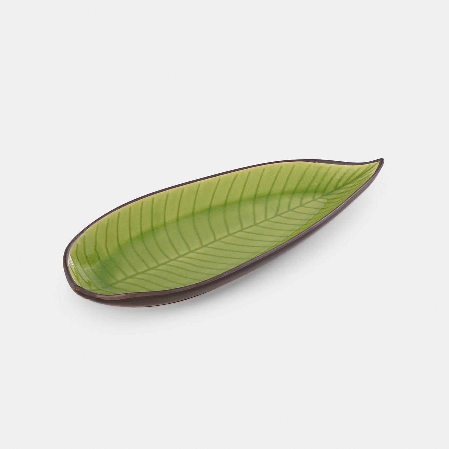 Dark Green Ceramic Leaf Platter