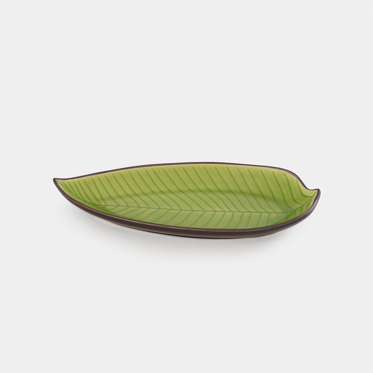 Dark Green Ceramic Leaf Platter