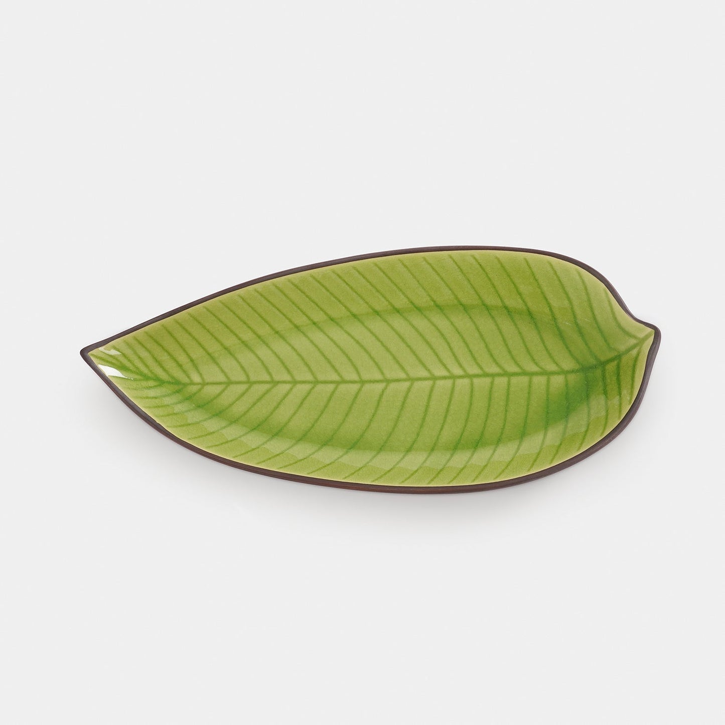 Dark Green Ceramic Leaf Platter