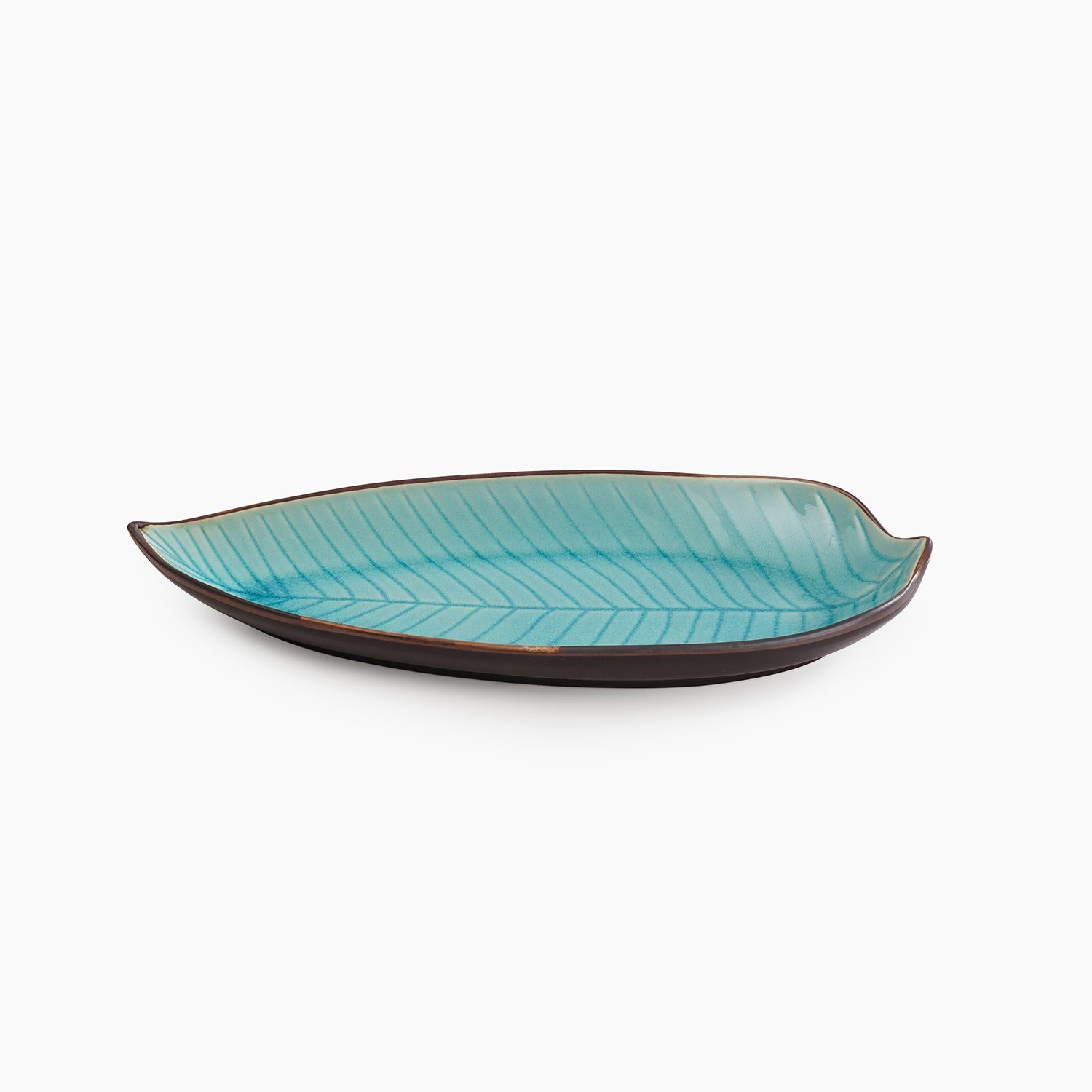 Dark Blue Ceramic Leaf Platter