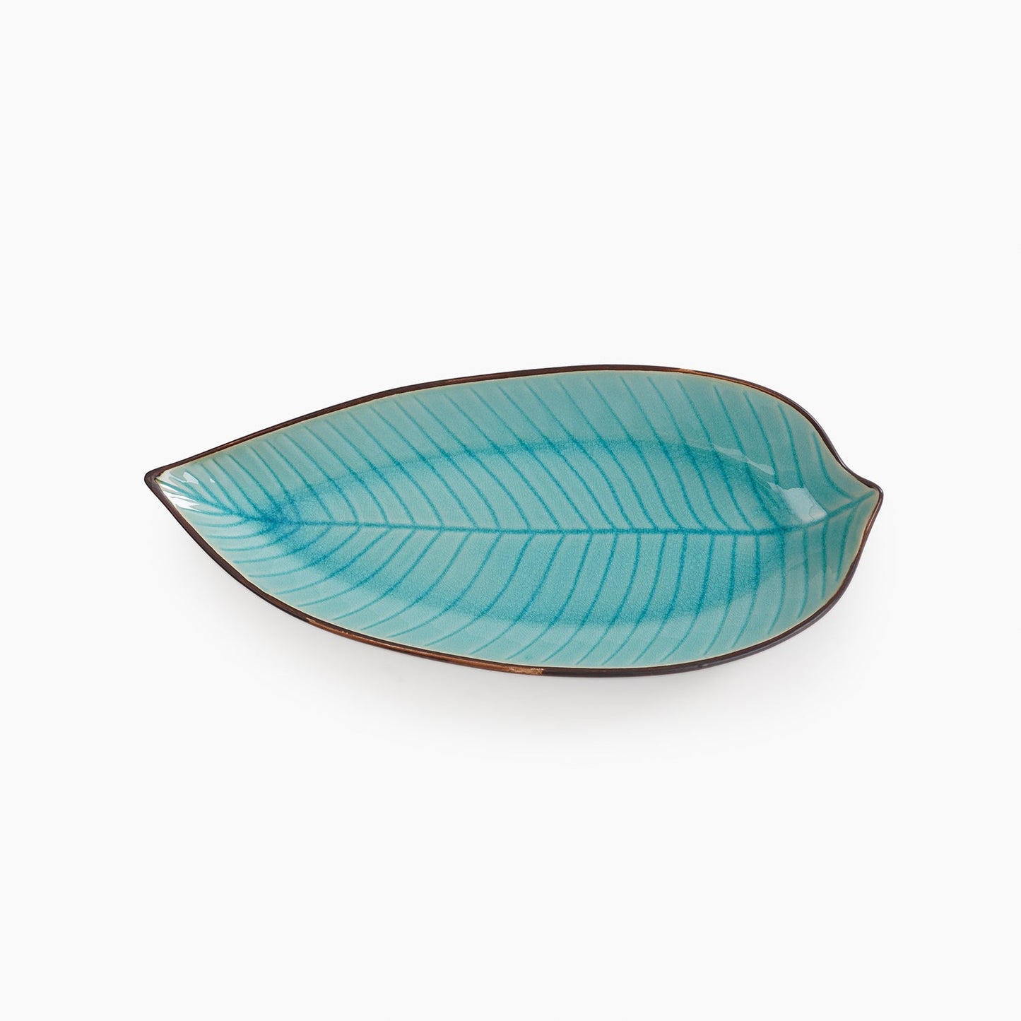 Dark Blue Ceramic Leaf Platter