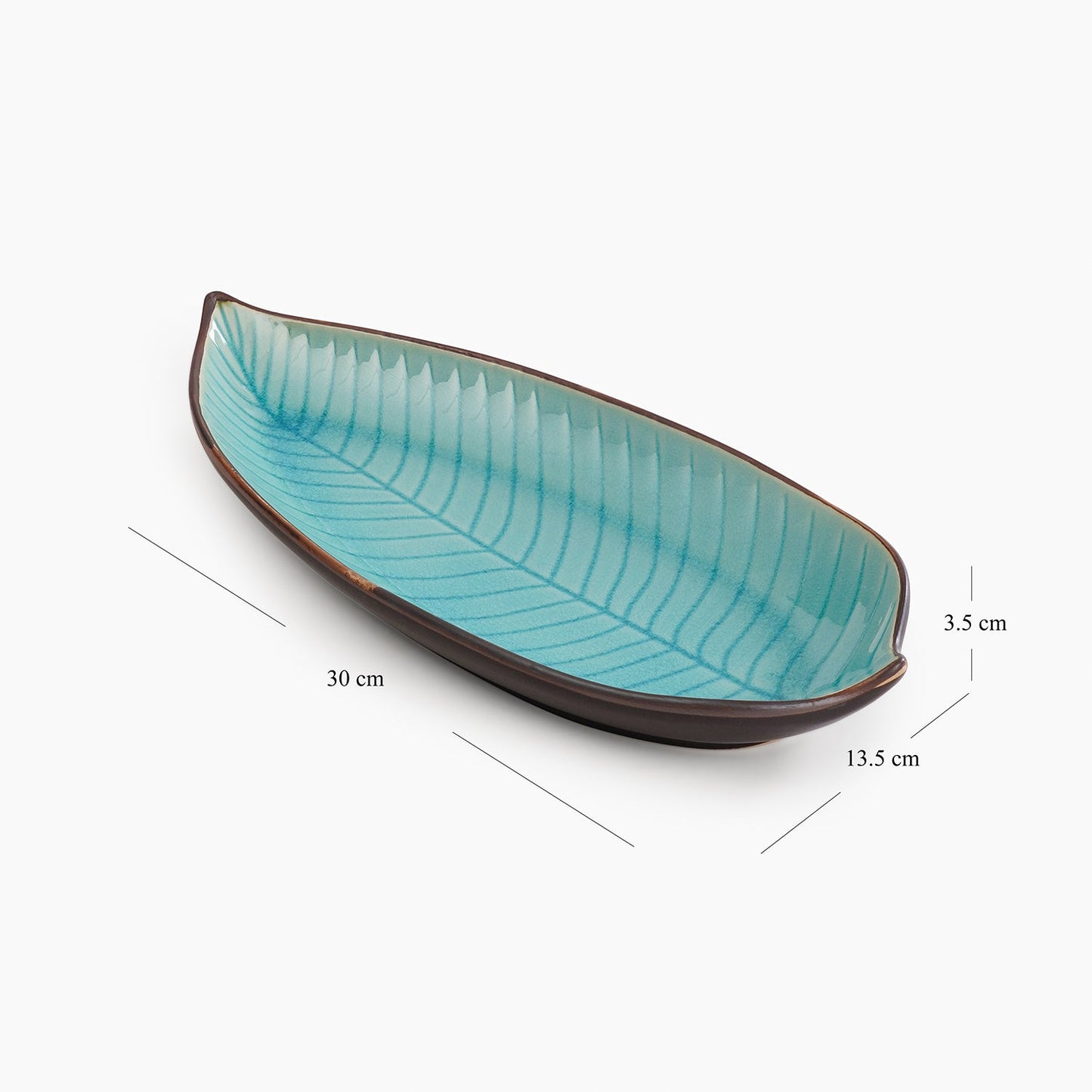 Dark Blue Ceramic Leaf Platter