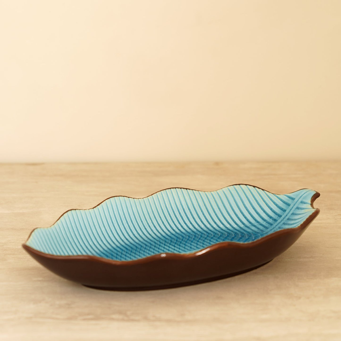 Light Blue Ceramic Leaf Platter