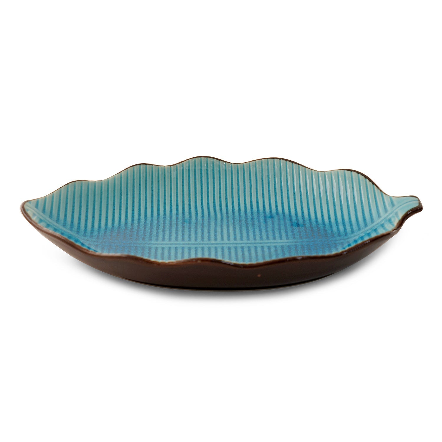 Light Blue Ceramic Leaf Platter