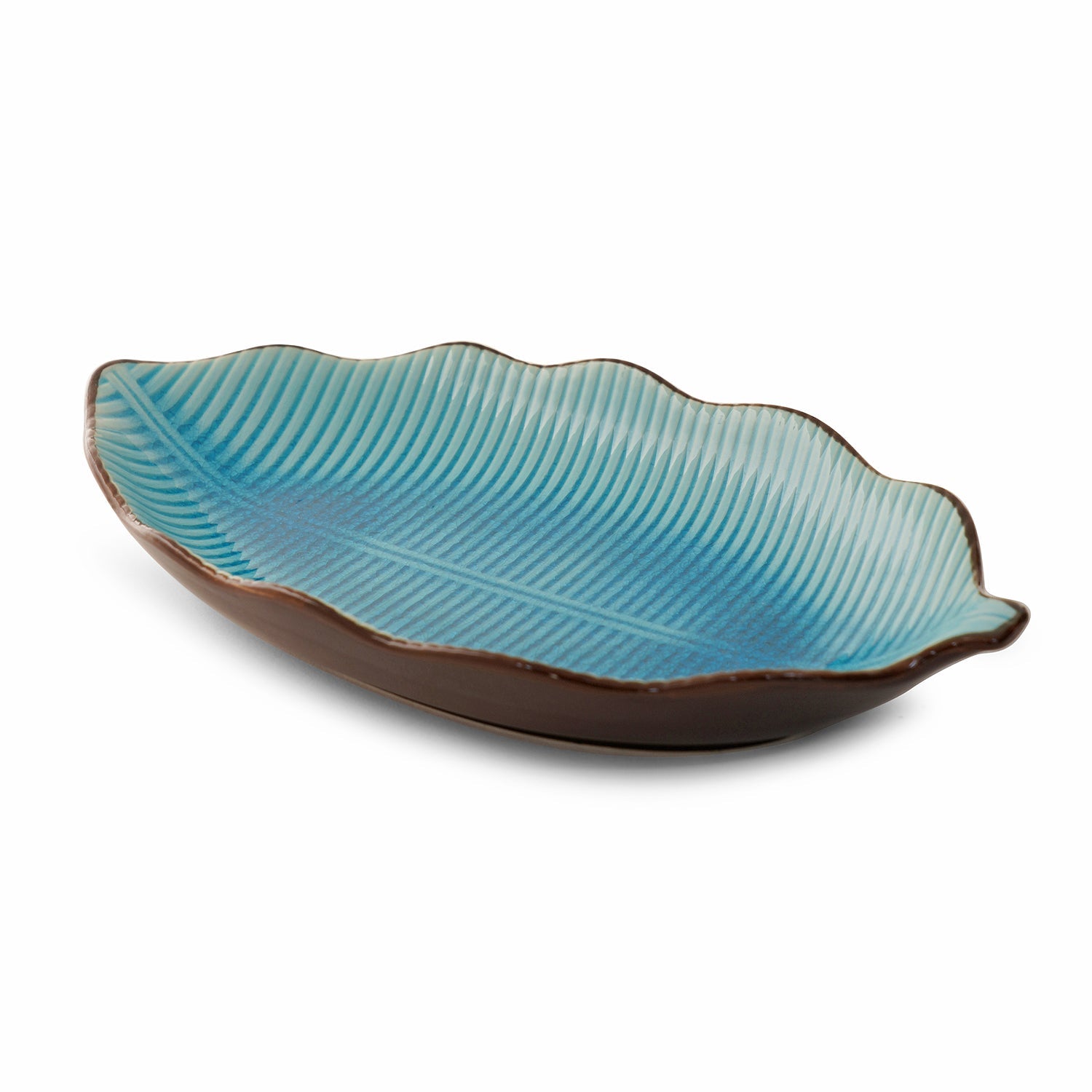 Light Blue Ceramic Leaf Platter