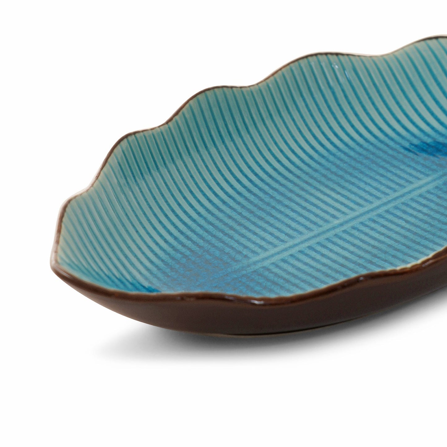 Light Blue Ceramic Leaf Platter