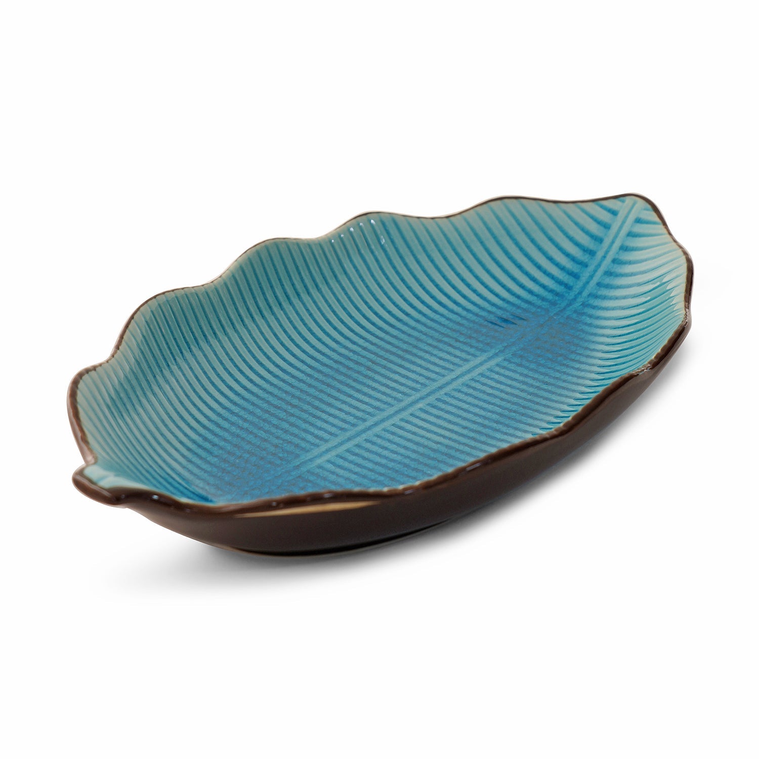 Light Blue Ceramic Leaf Platter