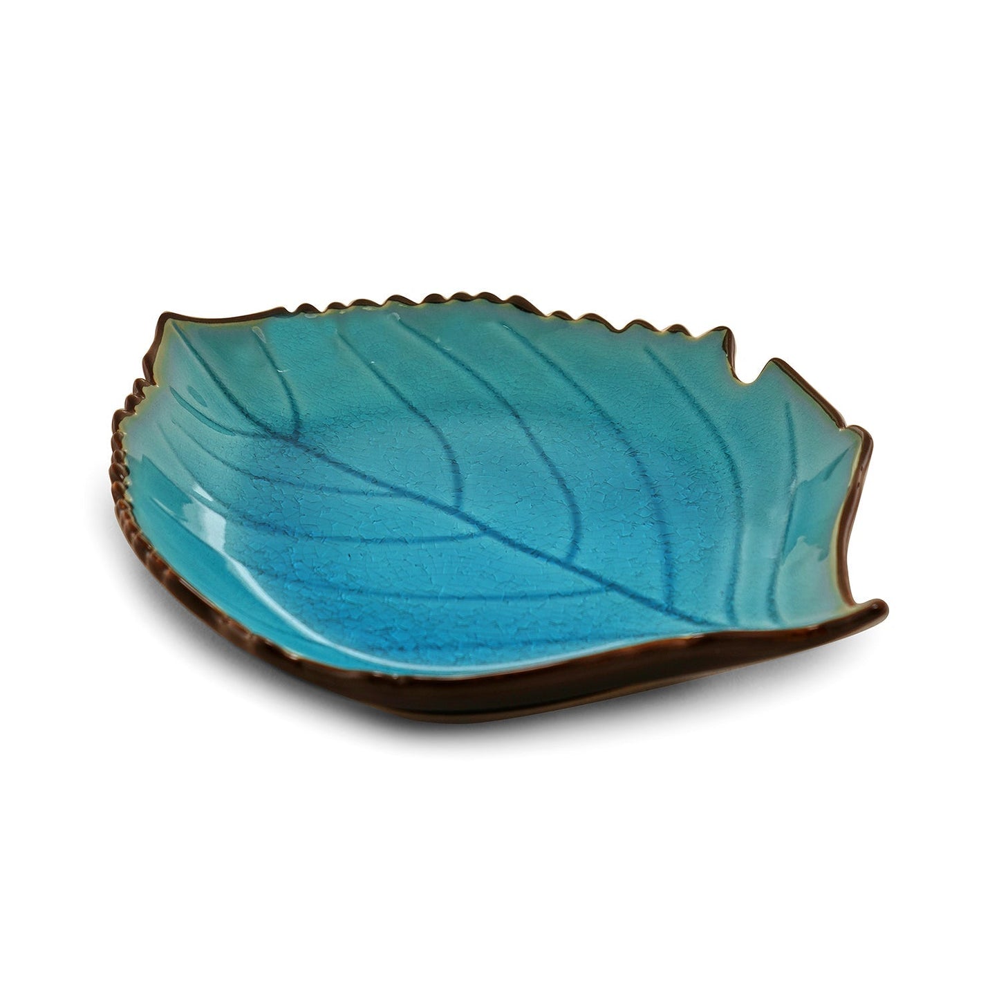 Light Blue Ceramic Leaf Plate