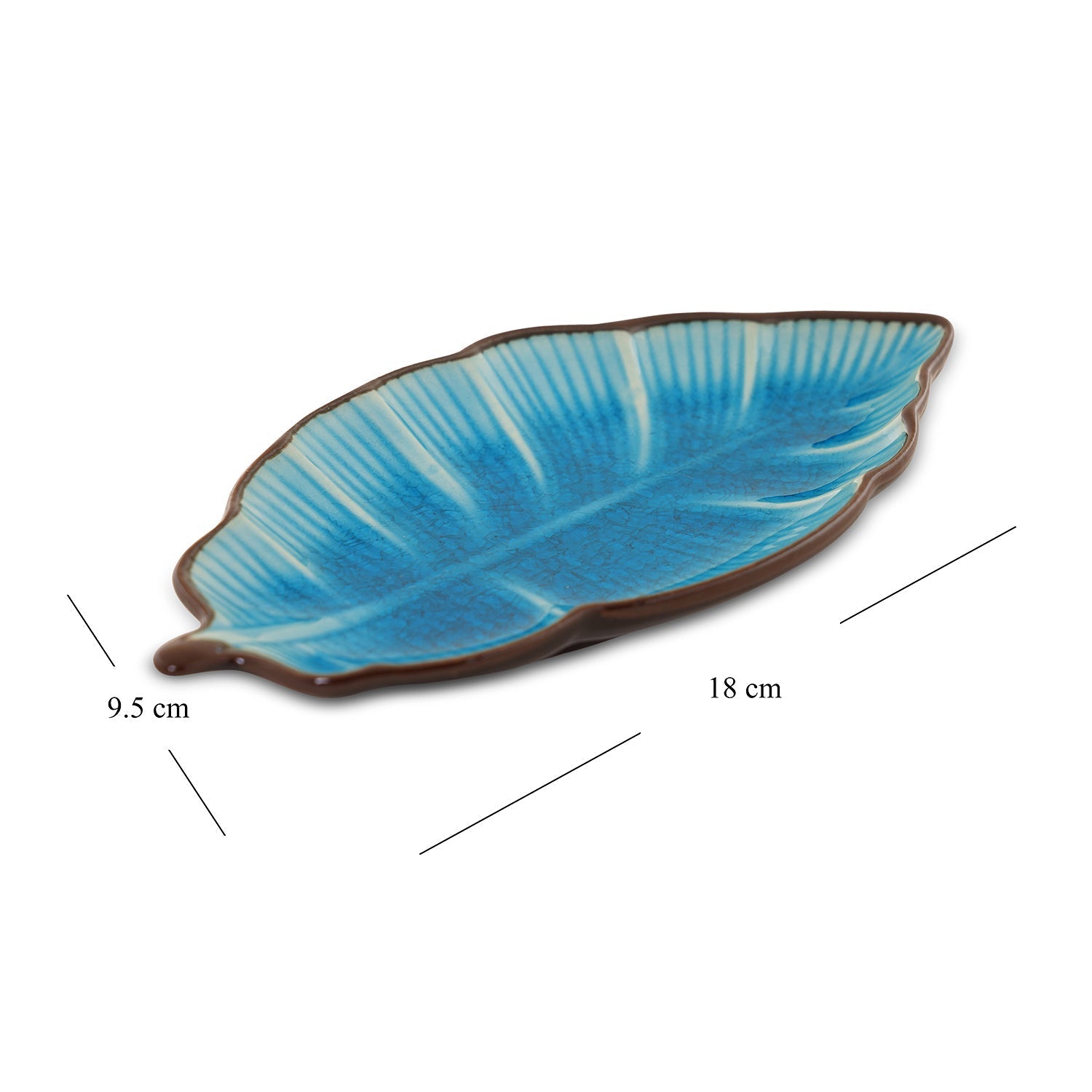Light Blue Ribbed Ceramic Leaf Platter