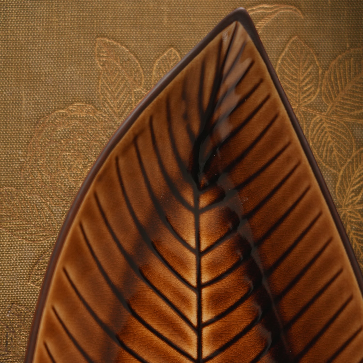 Brown Ceramic Leaf Platter