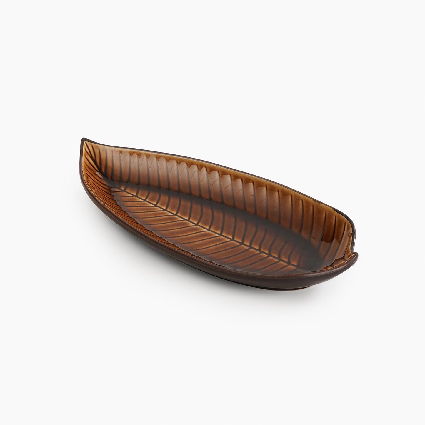 Brown Ceramic Leaf Platter