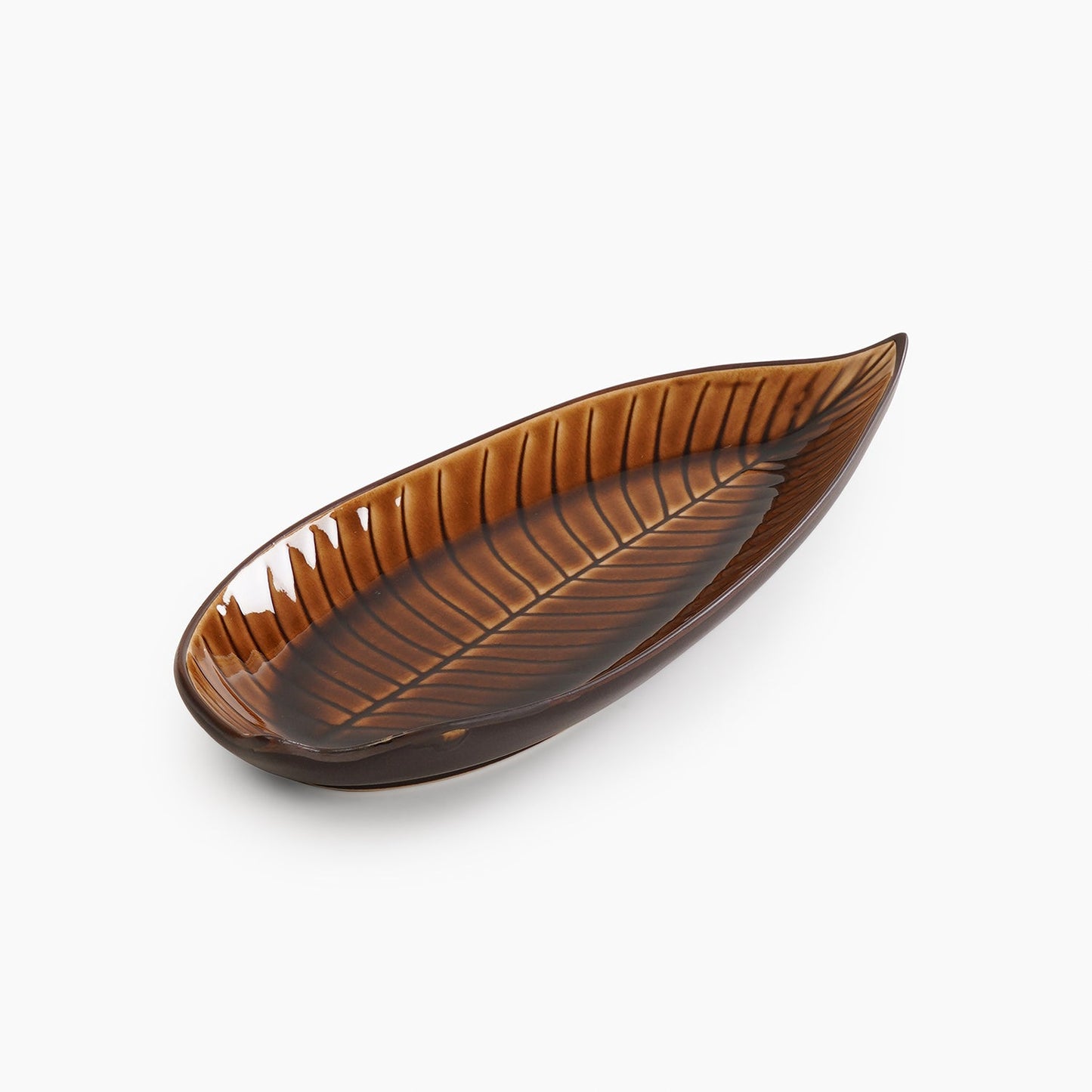Brown Ceramic Leaf Platter