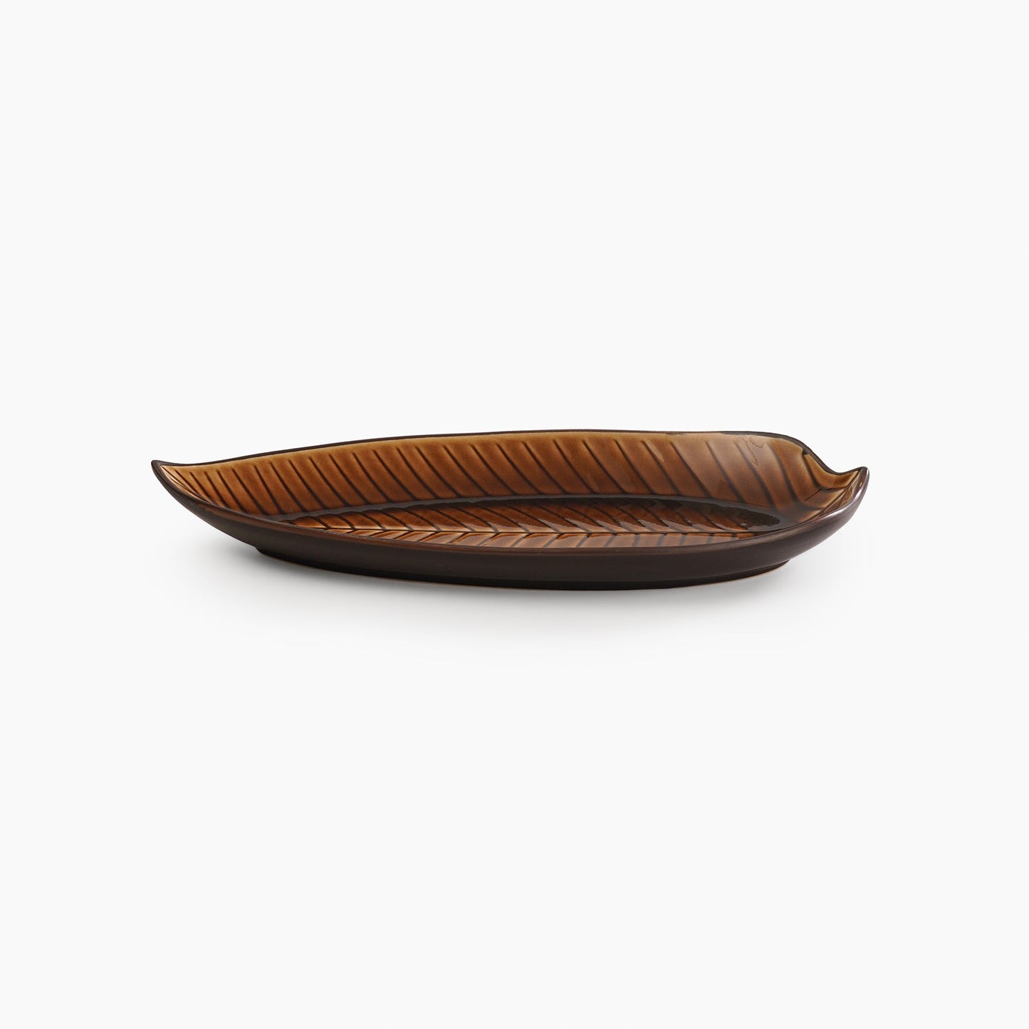 Brown Ceramic Leaf Platter