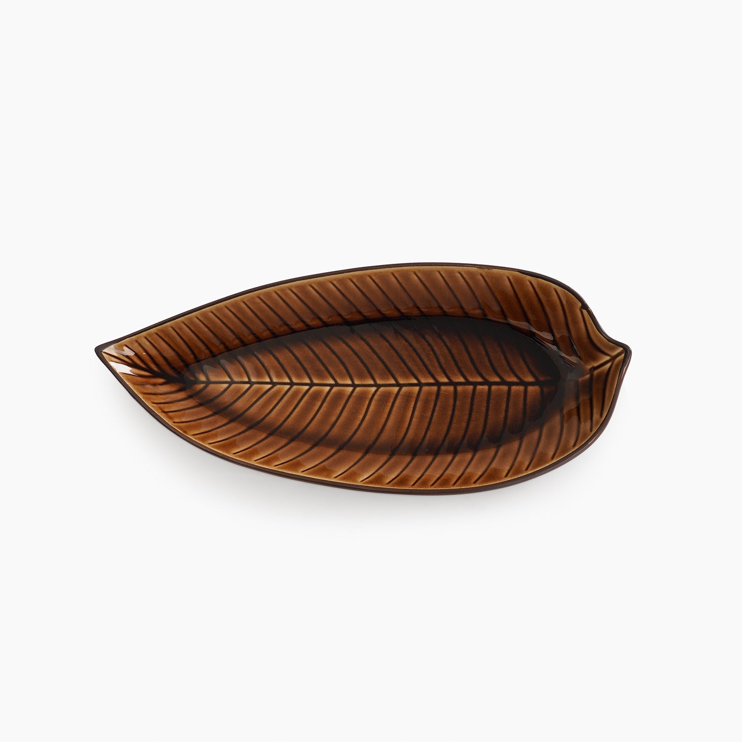 Brown Ceramic Leaf Platter