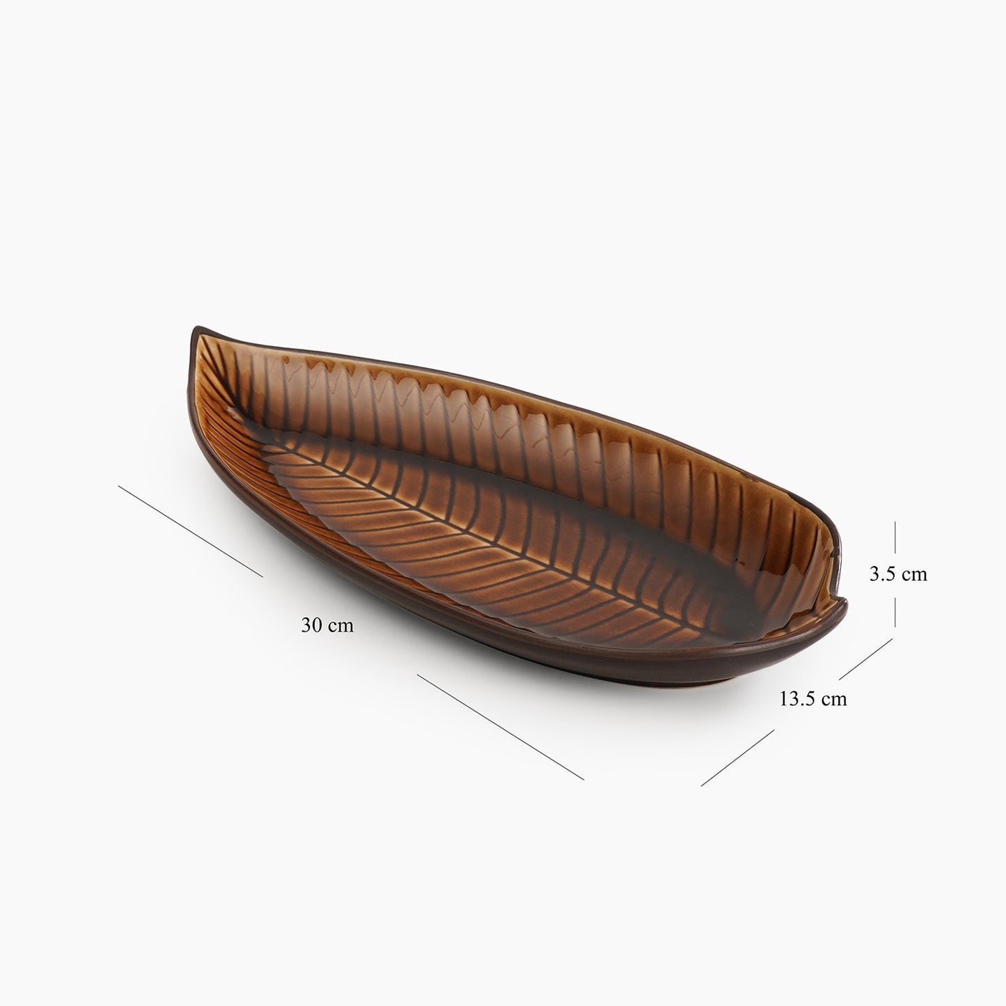Brown Ceramic Leaf Platter