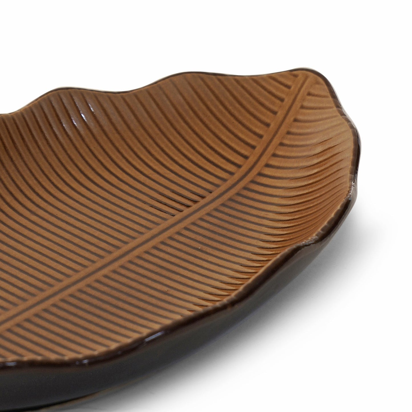 Brown Ceramic Leaf Platter