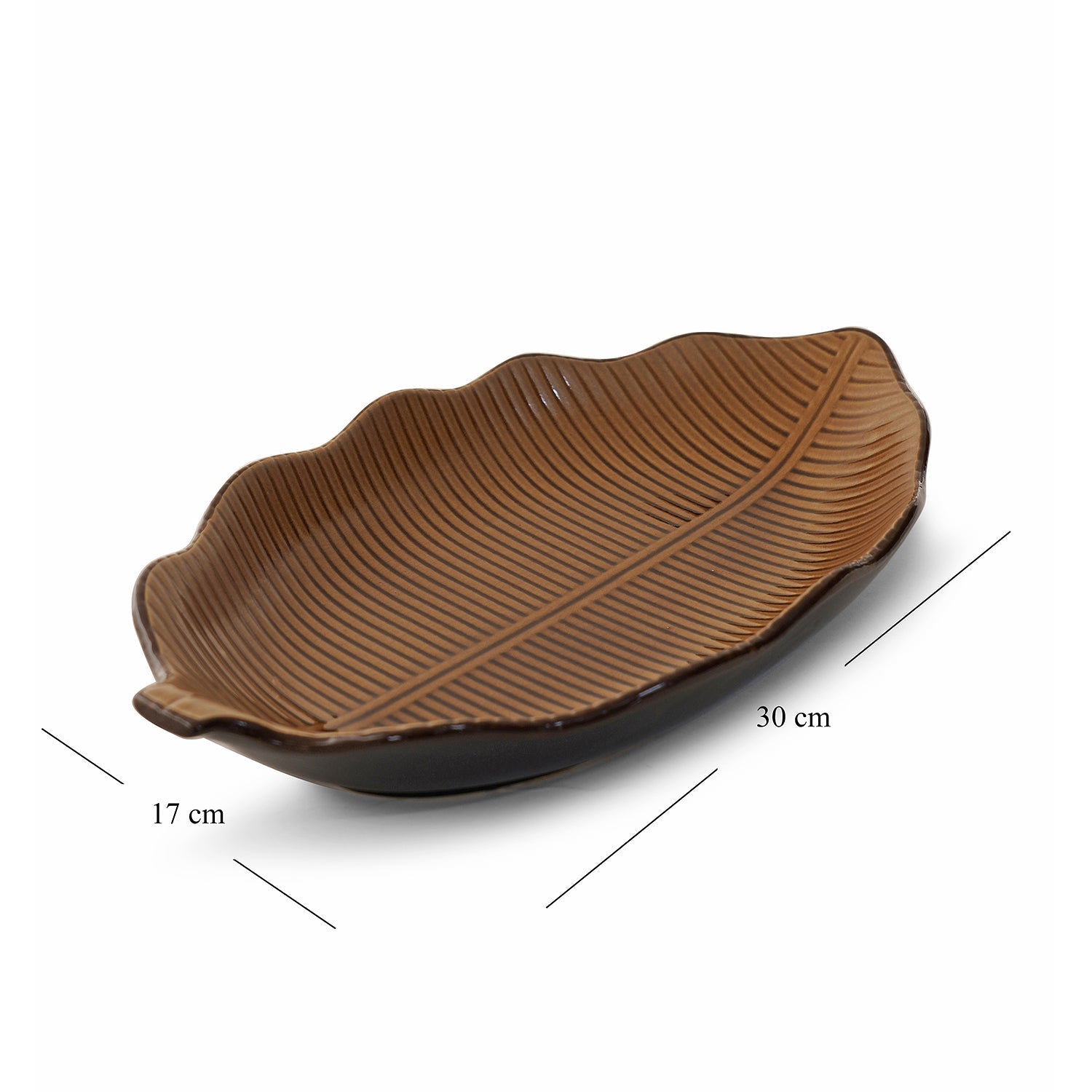 Brown Ceramic Leaf Platter