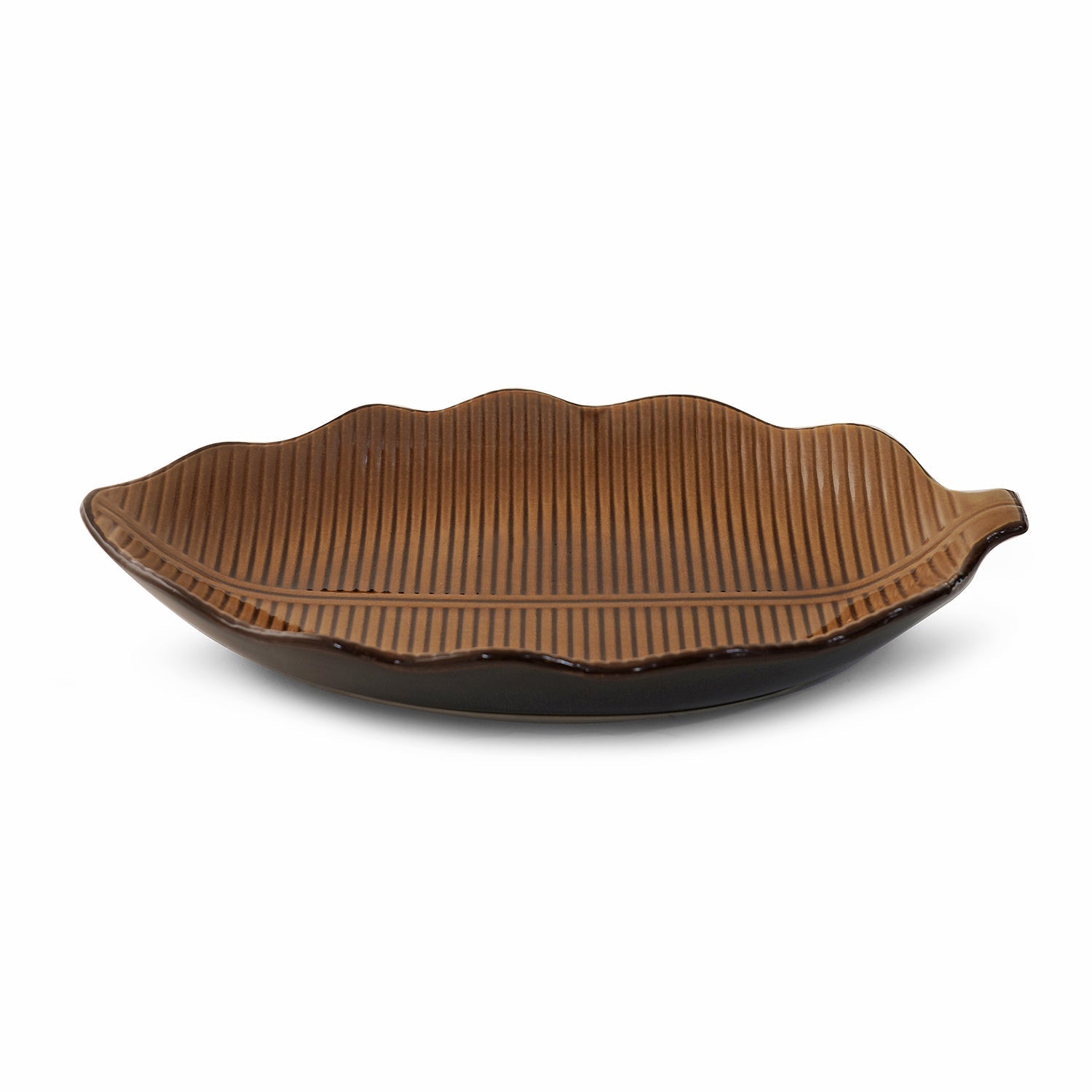 Brown Ceramic Leaf Platter