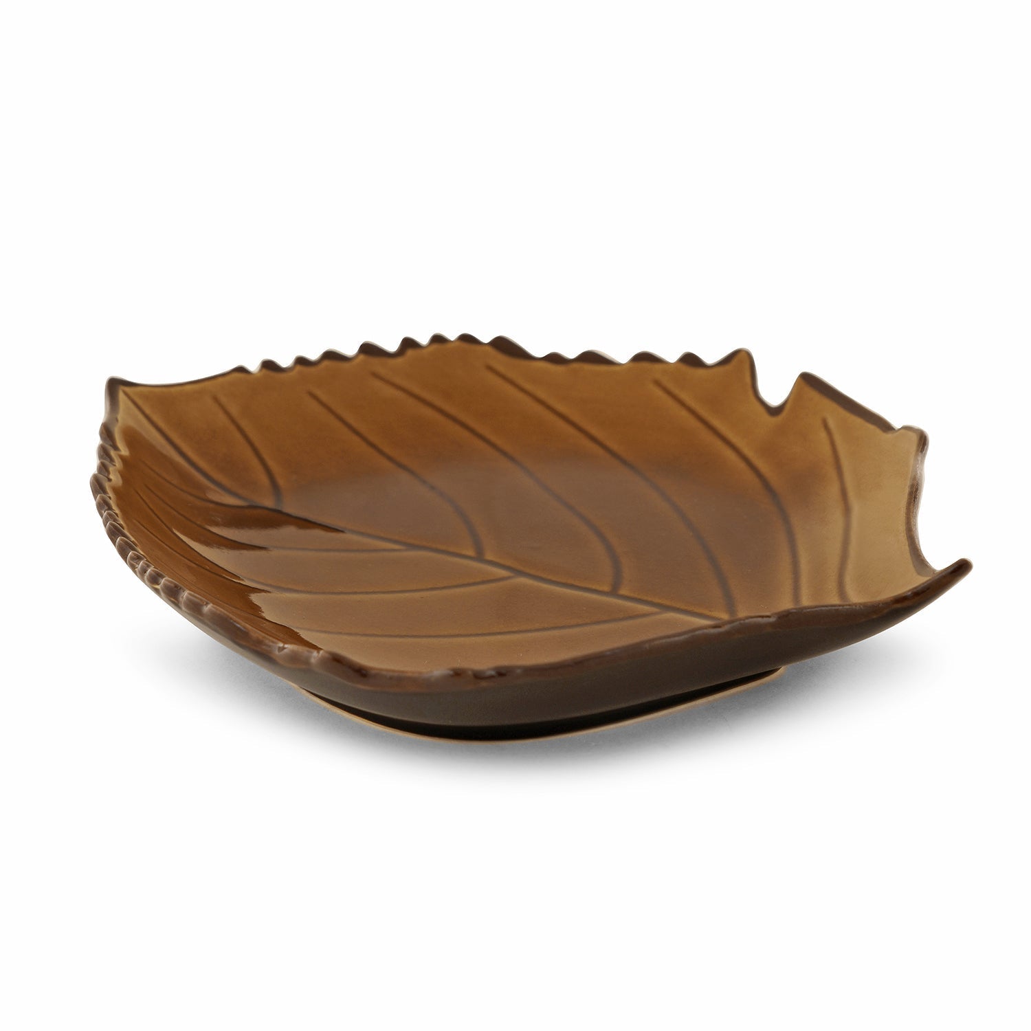 Dark Beige Ceramic Leaf Plate