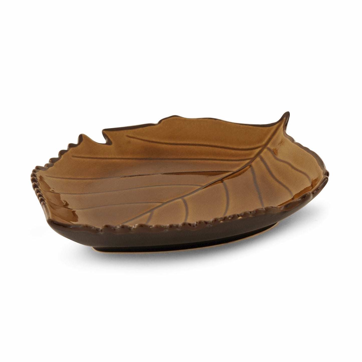 Dark Beige Ceramic Leaf Plate