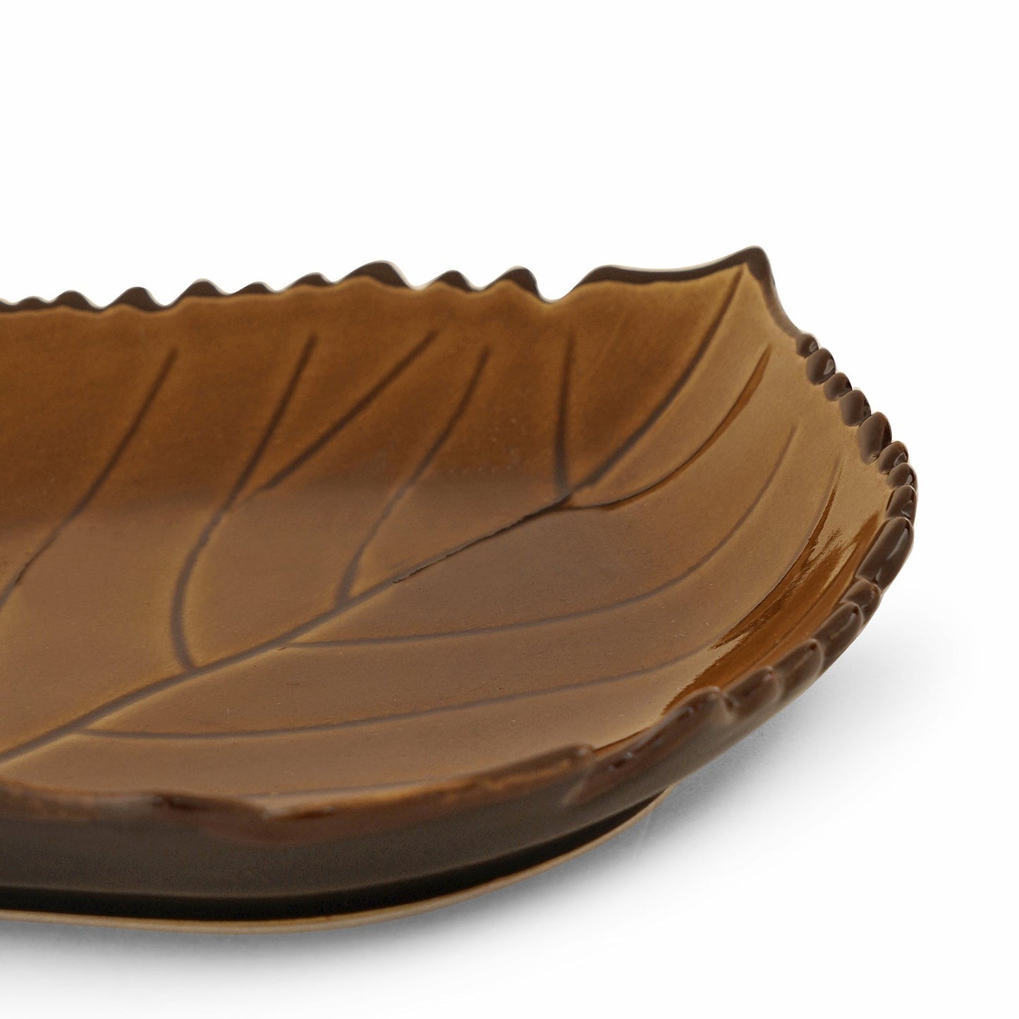 Dark Beige Ceramic Leaf Plate