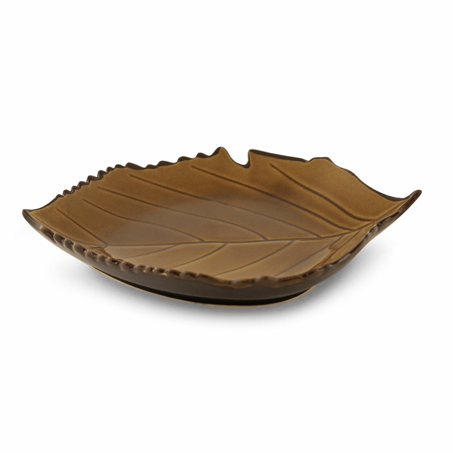 Dark Beige Ceramic Leaf Plate