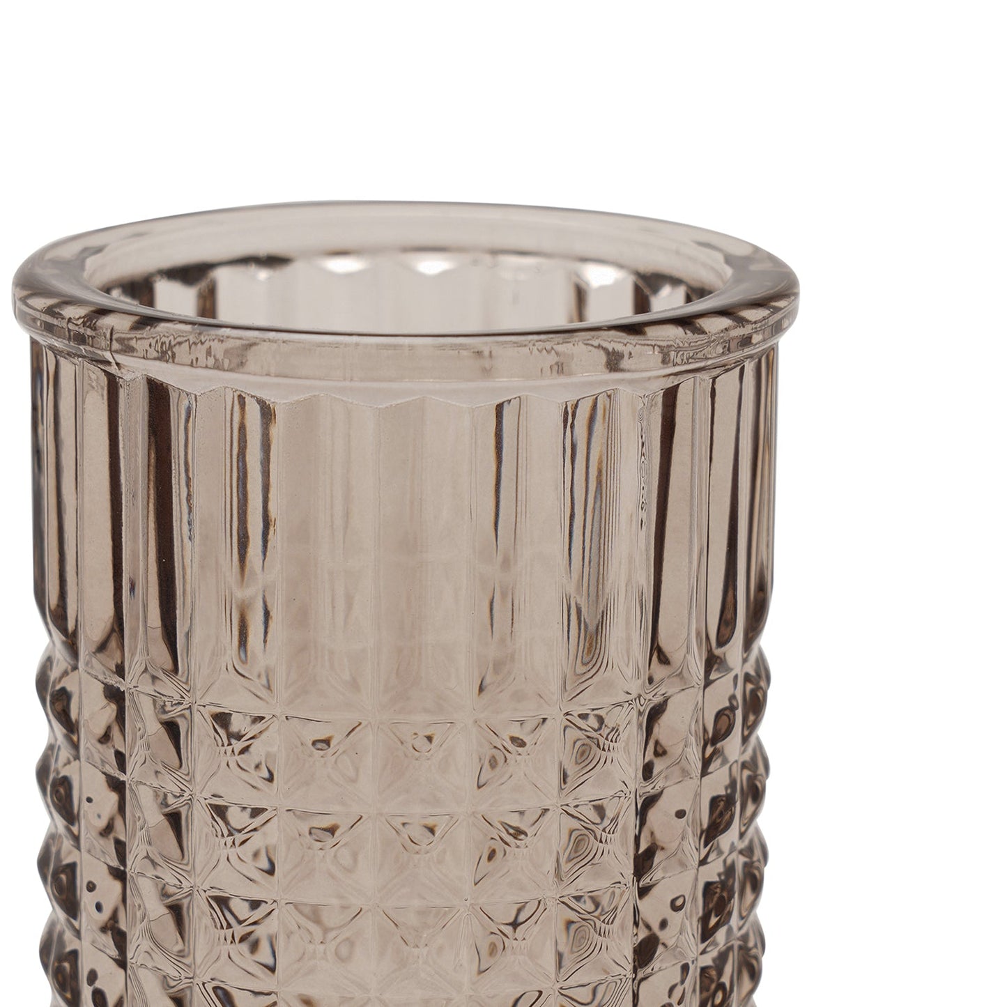 Brown Diamond Texture Glass Tooth Brush Holder 7.4×7.4×11.5cm