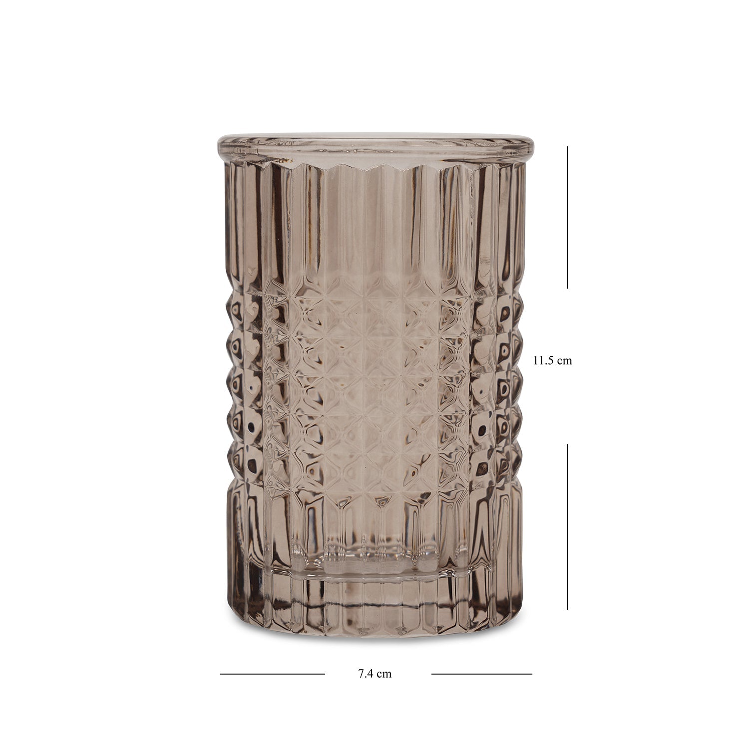 Brown Diamond Texture Glass Tooth Brush Holder 7.4×7.4×11.5cm