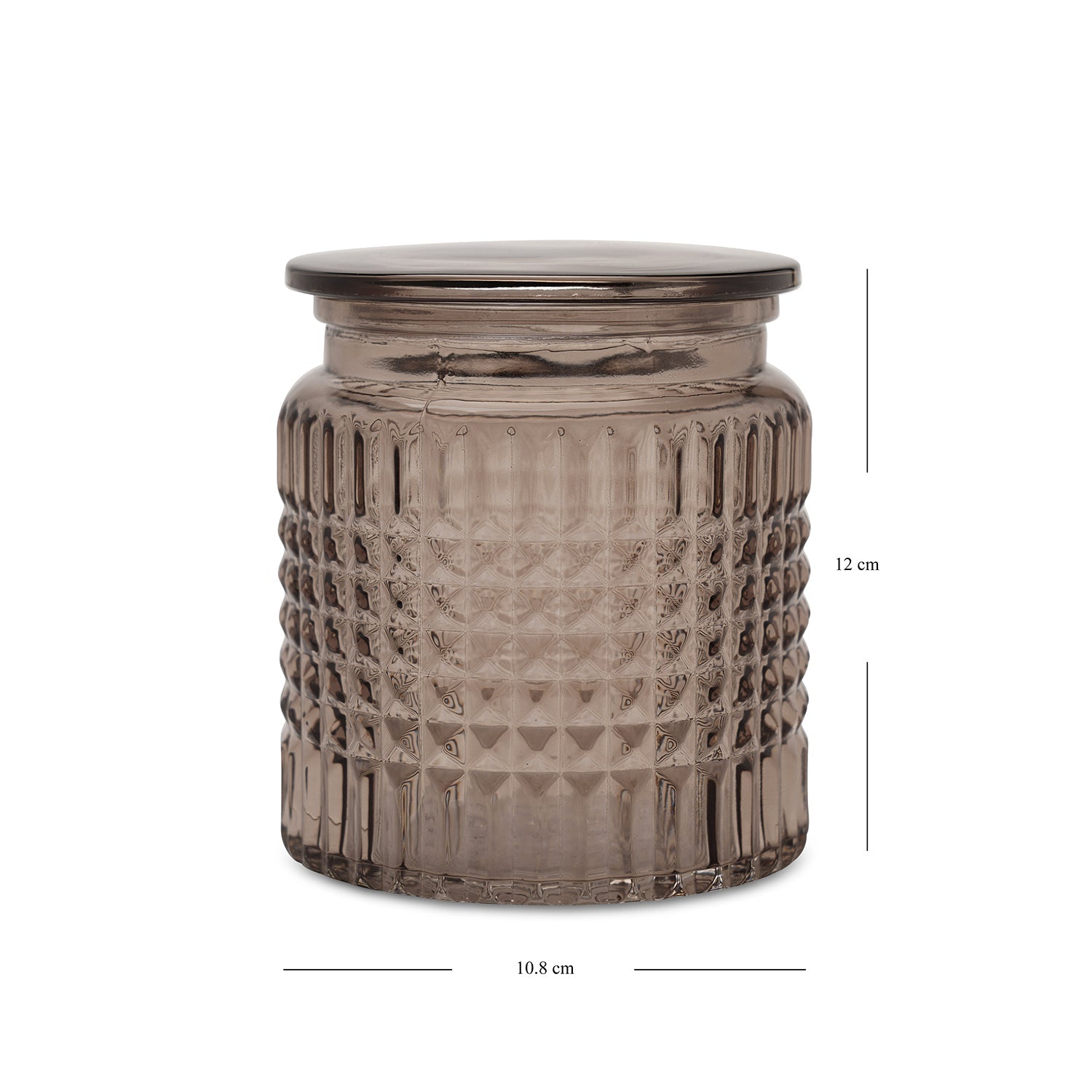 Brown Diamond Texture Glass Cotton Jar with Lid 10.8×10.8×12cm