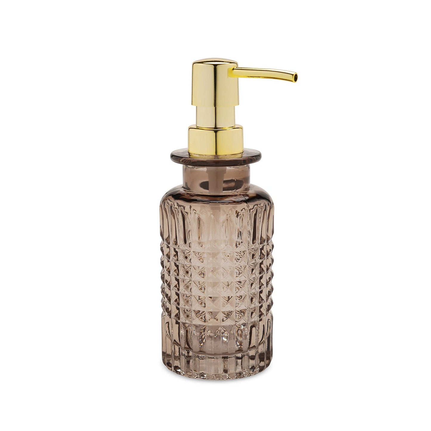 Brown Diamond Texture Glass Soap Dispenser 6.8×6.8×18.7cm