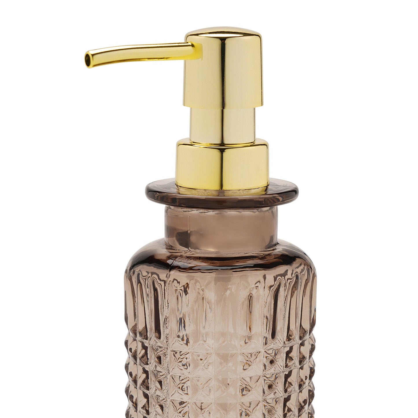 Brown Diamond Texture Glass Soap Dispenser 6.8×6.8×18.7cm