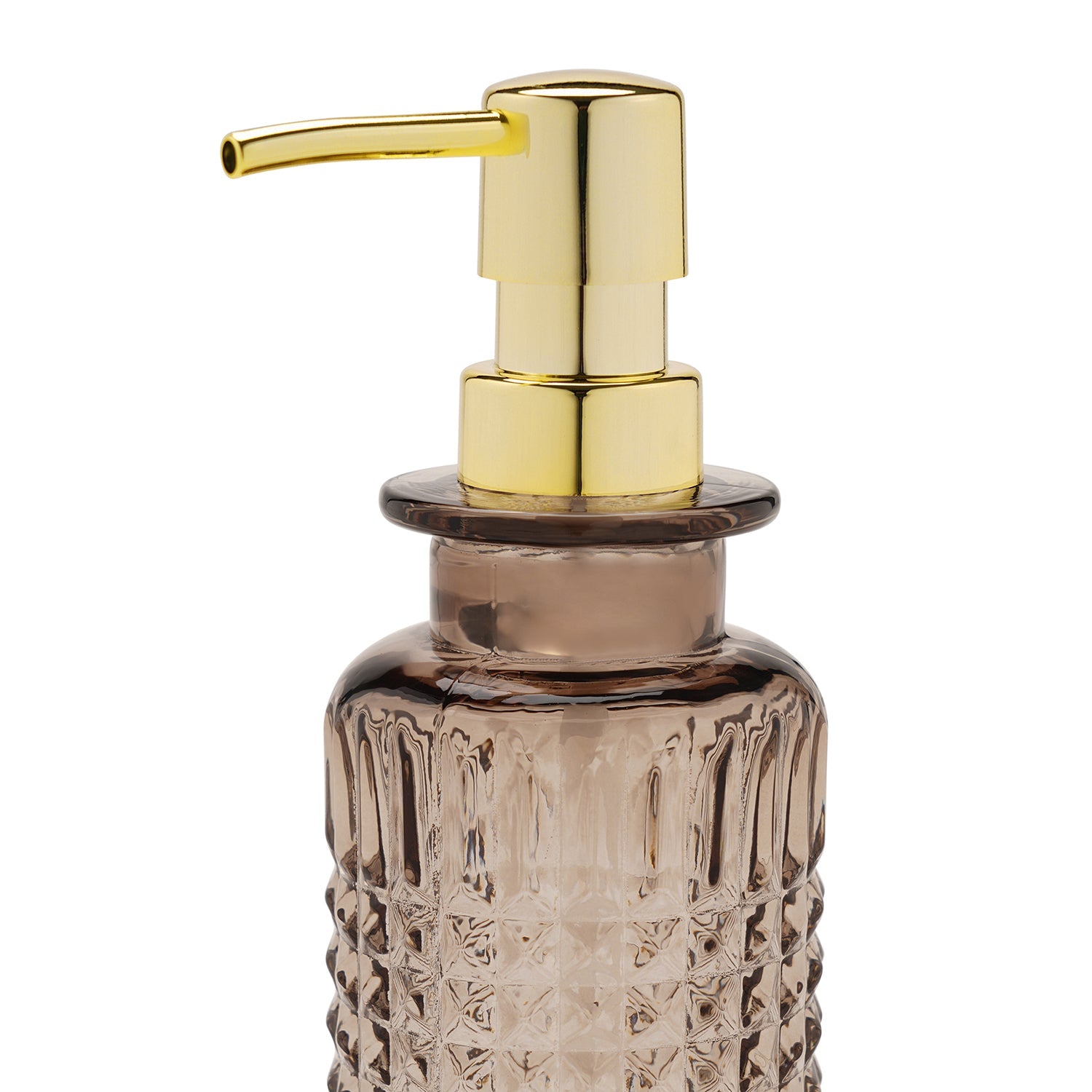 Brown Diamond Texture Glass Soap Dispenser 6.8×6.8×18.7cm