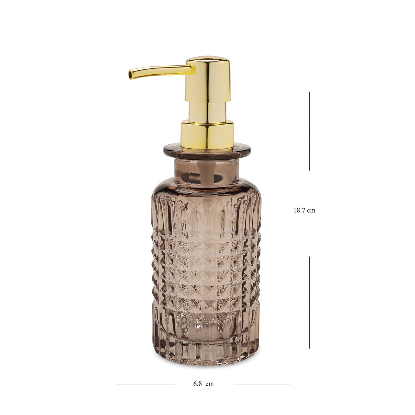 Brown Diamond Texture Glass Soap Dispenser 6.8×6.8×18.7cm